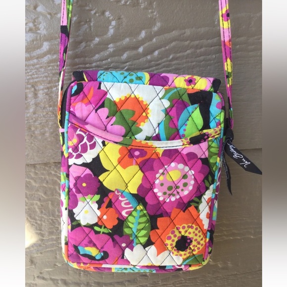 Vera Bradley Mini Hipster Crossbody Va Va Bloom Pink Purple Yellow Orgnizr Purse - Picture 2 of 6